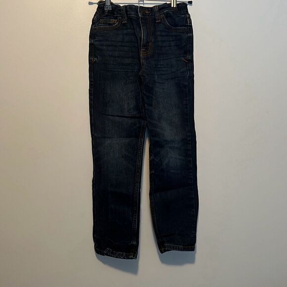 Cat & Jack Boy's Blue Straight Recto Dark Wash Stretch Denim Jeans - Picture 1 of 7